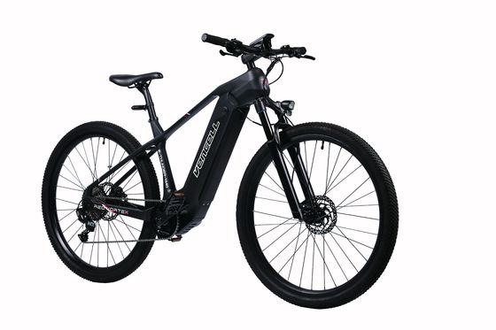Black Carbon Frame E-powered mountainbike met hydraulische schijfremprestaties en 36V 15,6Ah batterijcapaciteit